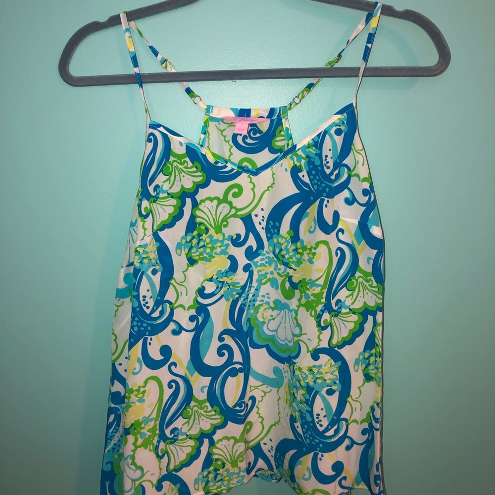 Lilly Pulitzer Blue/Green/Yellow Silk Tank